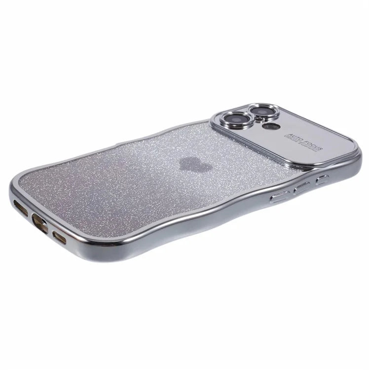For iPhone 16 Case Love Heart Gradient Glitter TPU Phone Cover Electroplating Curly Frame