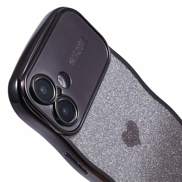 For iPhone 16 Case Love Heart Gradient Glitter TPU Phone Cover Electroplating Curly Frame