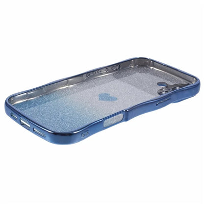 For iPhone 16 Case Love Heart Gradient Glitter TPU Phone Cover Electroplating Curly Frame
