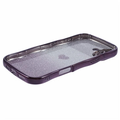For iPhone 16 Case Love Heart Gradient Glitter TPU Phone Cover Electroplating Curly Frame