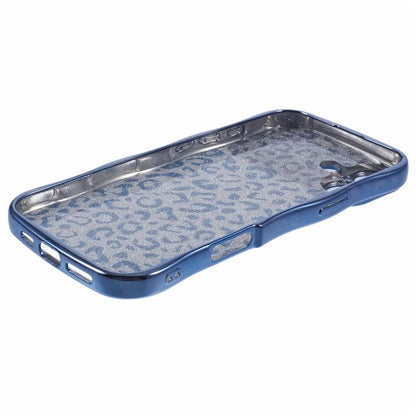 For iPhone 16 Plus Case Curly Frame TPU Phone Cover Leopard Print Glitter