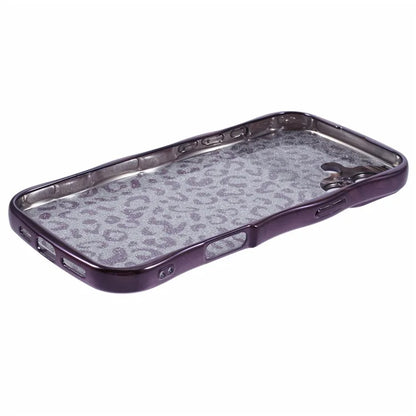 For iPhone 16 Plus Case Curly Frame TPU Phone Cover Leopard Print Glitter