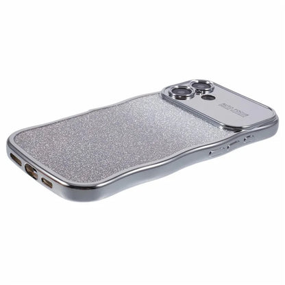 For iPhone 16 Plus Case Gradient Glitter TPU Phone Cover with Electroplating Curly Frame