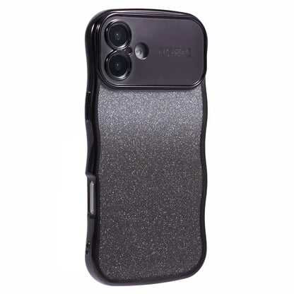 For iPhone 16 Plus Case Gradient Glitter TPU Phone Cover with Electroplating Curly Frame