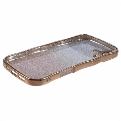 For iPhone 16 Plus Case Gradient Glitter TPU Phone Cover with Electroplating Curly Frame