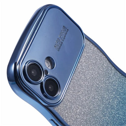 For iPhone 16 Plus Case Gradient Glitter TPU Phone Cover with Electroplating Curly Frame