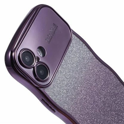 For iPhone 16 Plus Case Gradient Glitter TPU Phone Cover with Electroplating Curly Frame