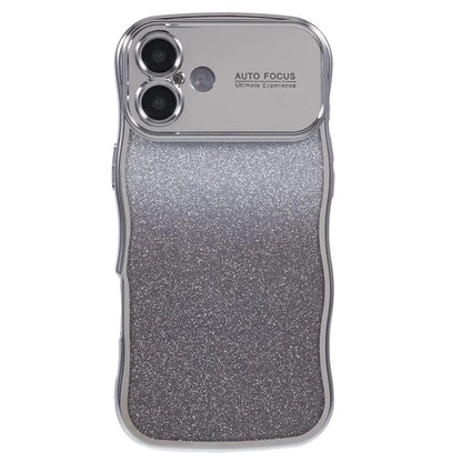For iPhone 16 Case Gradient Glitter TPU Phone Cover with Electroplating Curly Frame
