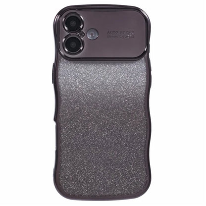 For iPhone 16 Case Gradient Glitter TPU Phone Cover with Electroplating Curly Frame