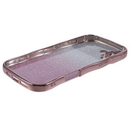 For iPhone 16 Case Gradient Glitter TPU Phone Cover with Electroplating Curly Frame