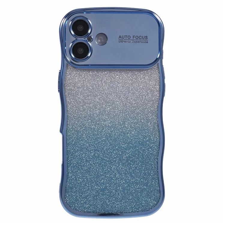 For iPhone 16 Case Gradient Glitter TPU Phone Cover with Electroplating Curly Frame