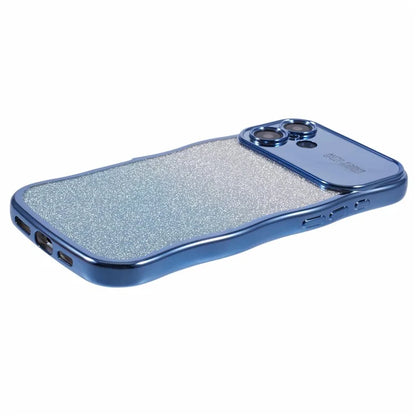 For iPhone 16 Case Gradient Glitter TPU Phone Cover with Electroplating Curly Frame