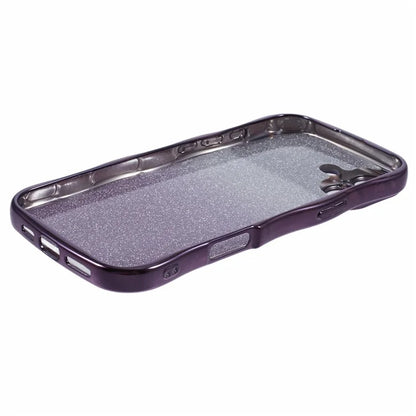 For iPhone 16 Case Gradient Glitter TPU Phone Cover with Electroplating Curly Frame