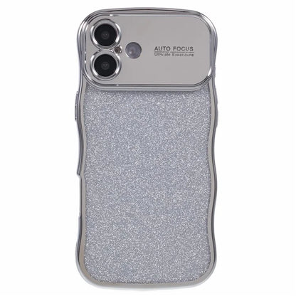 For iPhone 16 Plus Case Electroplating Curly Frame TPU Glitter Phone Cover Large Window