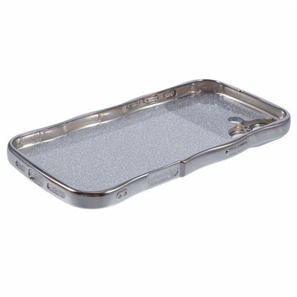For iPhone 16 Plus Case Electroplating Curly Frame TPU Glitter Phone Cover Large Window