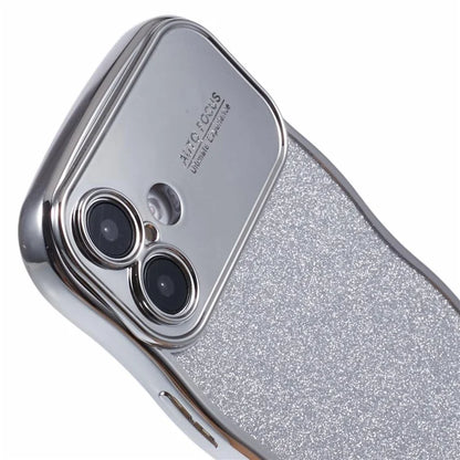 For iPhone 16 Plus Case Electroplating Curly Frame TPU Glitter Phone Cover Large Window