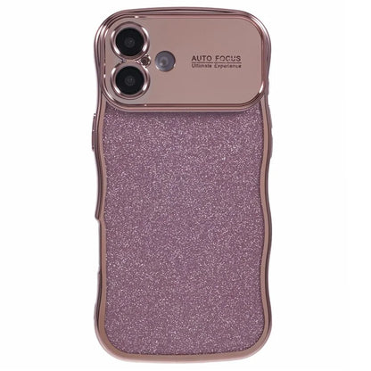 For iPhone 16 Plus Case Electroplating Curly Frame TPU Glitter Phone Cover Large Window