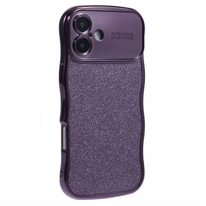 For iPhone 16 Plus Case Electroplating Curly Frame TPU Glitter Phone Cover Large Window