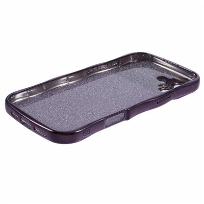 For iPhone 16 Plus Case Electroplating Curly Frame TPU Glitter Phone Cover Large Window