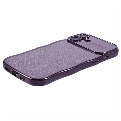 For iPhone 16 Plus Case Electroplating Curly Frame TPU Glitter Phone Cover Large Window