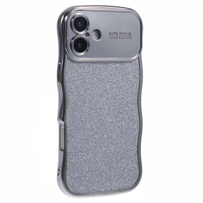 For iPhone 16 Case Electroplating Curly Frame TPU Glitter Phone Cover Large Window