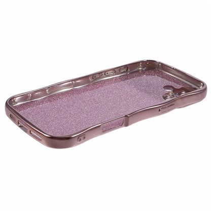 For iPhone 16 Case Electroplating Curly Frame TPU Glitter Phone Cover Large Window