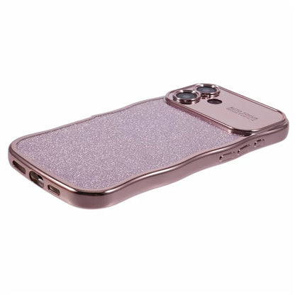 For iPhone 16 Case Electroplating Curly Frame TPU Glitter Phone Cover Large Window