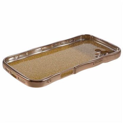 For iPhone 16 Case Electroplating Curly Frame TPU Glitter Phone Cover Large Window