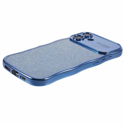 For iPhone 16 Case Electroplating Curly Frame TPU Glitter Phone Cover Large Window
