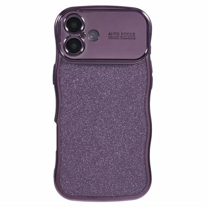 For iPhone 16 Case Electroplating Curly Frame TPU Glitter Phone Cover Large Window