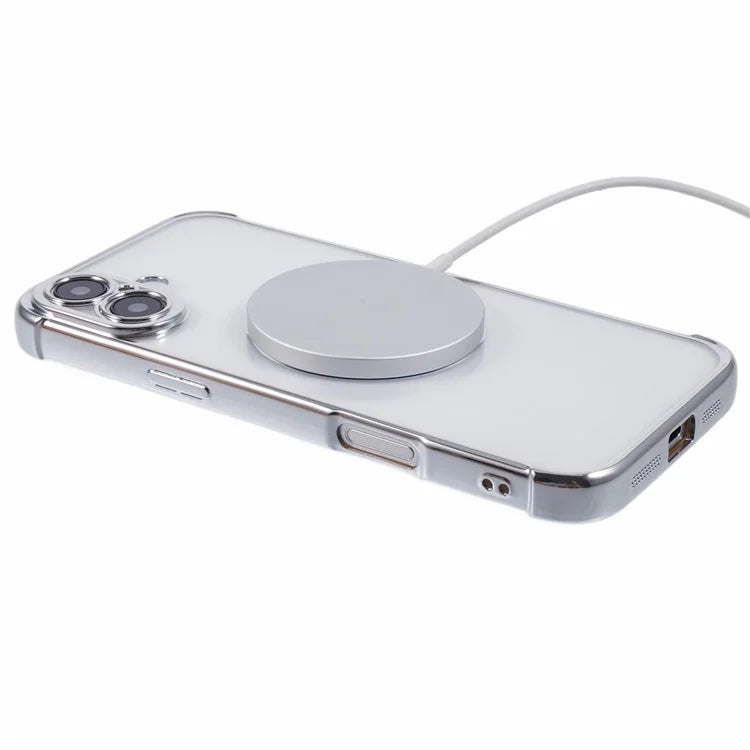 For iPhone 16 Case Compatible with MagSafe Electroplating TPU Clear Phone Cover