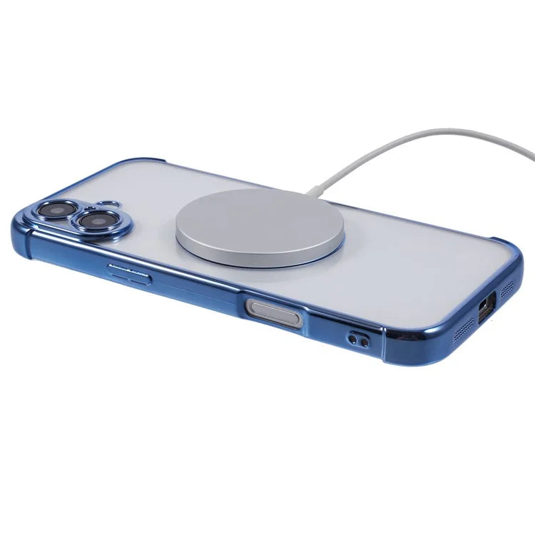For iPhone 16 Case Compatible with MagSafe Electroplating TPU Clear Phone Cover
