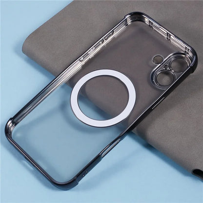 For iPhone 16 Case Compatible with MagSafe Electroplating TPU Clear Phone Cover