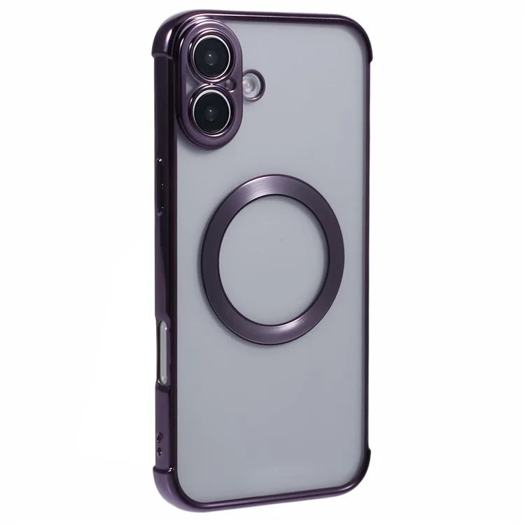 For iPhone 16 Case Compatible with MagSafe Electroplating TPU Clear Phone Cover