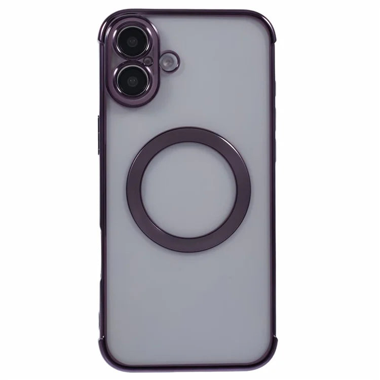 For iPhone 16 Case Compatible with MagSafe Electroplating TPU Clear Phone Cover