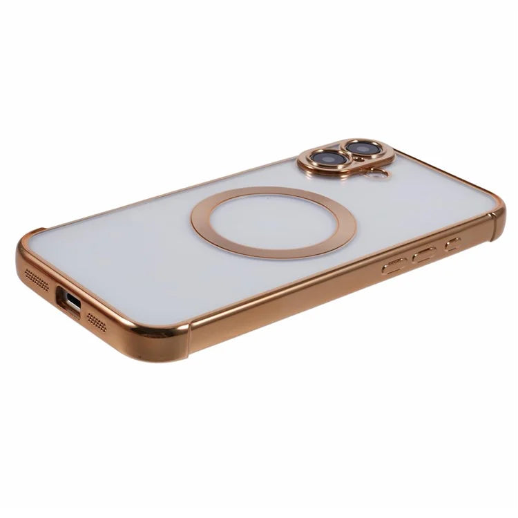 For iPhone 16 Case Compatible with MagSafe Electroplating TPU Clear Phone Cover