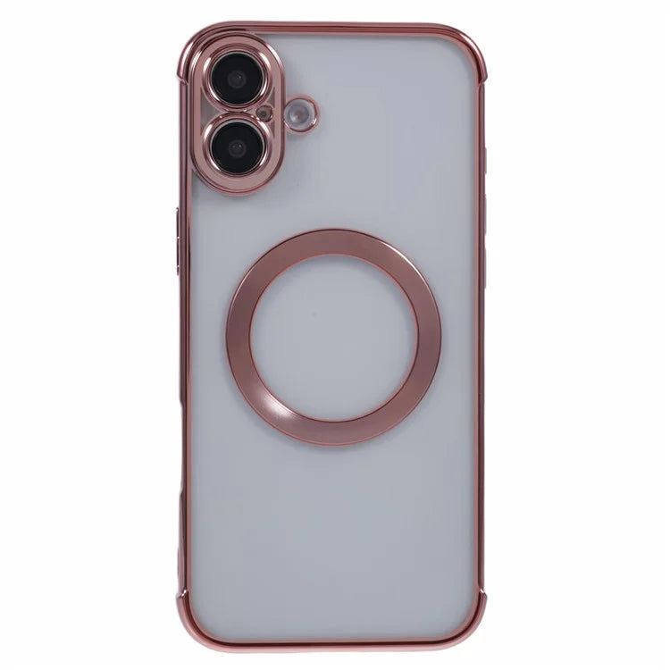 For iPhone 16 Case Compatible with MagSafe Electroplating TPU Clear Phone Cover