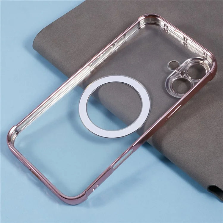 For iPhone 16 Case Compatible with MagSafe Electroplating TPU Clear Phone Cover