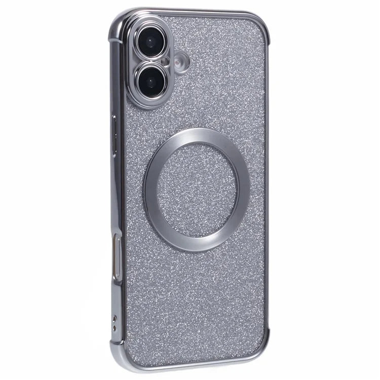 For iPhone 16 Plus Case Electroplating Glitter TPU Clear Phone Cover Compatible with MagSafe
