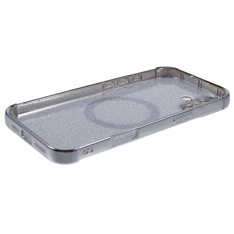 For iPhone 16 Plus Case Electroplating Glitter TPU Clear Phone Cover Compatible with MagSafe