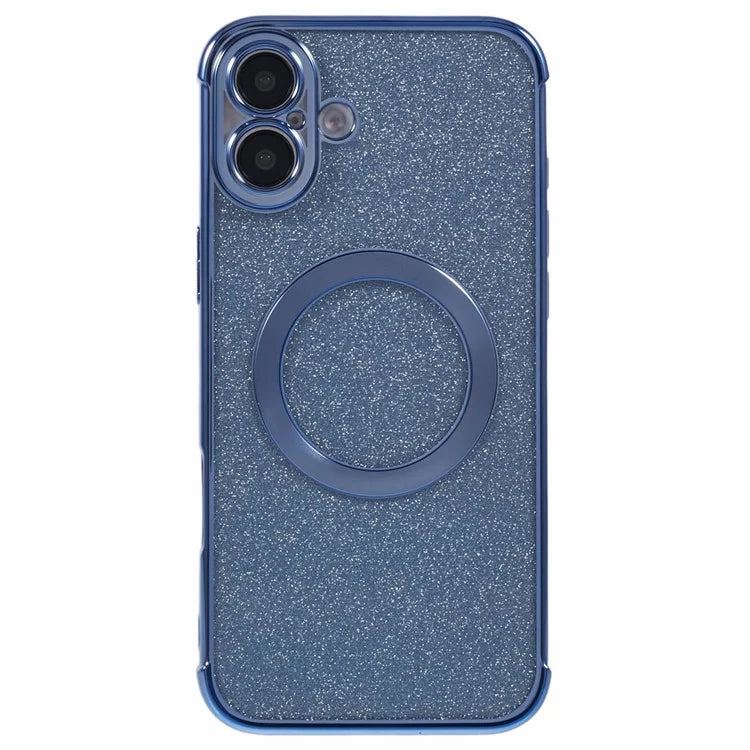 For iPhone 16 Plus Case Electroplating Glitter TPU Clear Phone Cover Compatible with MagSafe
