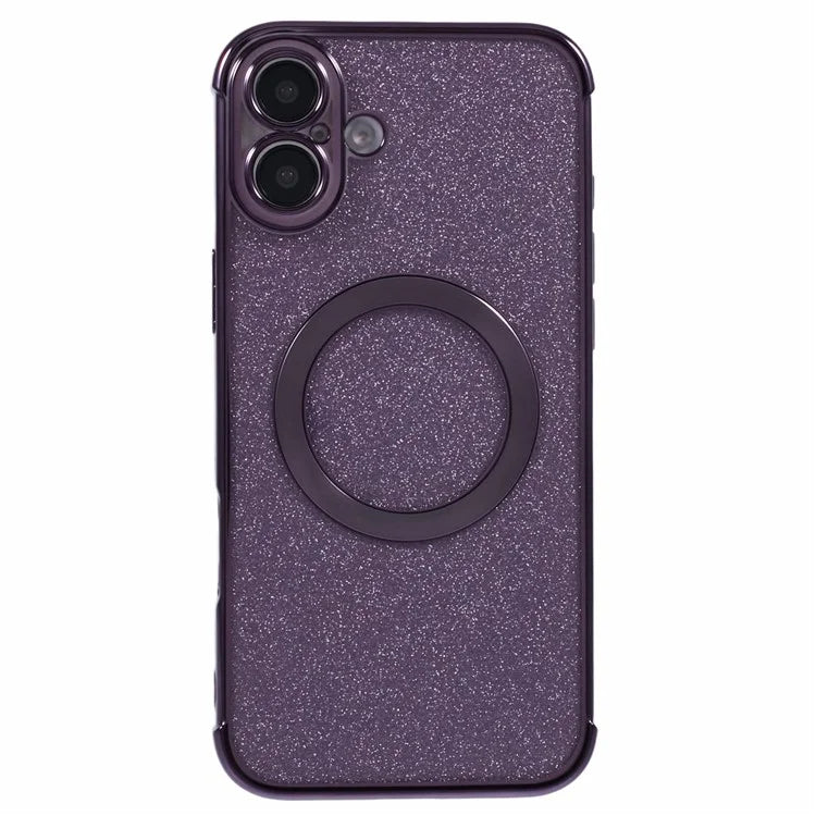 For iPhone 16 Plus Case Electroplating Glitter TPU Clear Phone Cover Compatible with MagSafe
