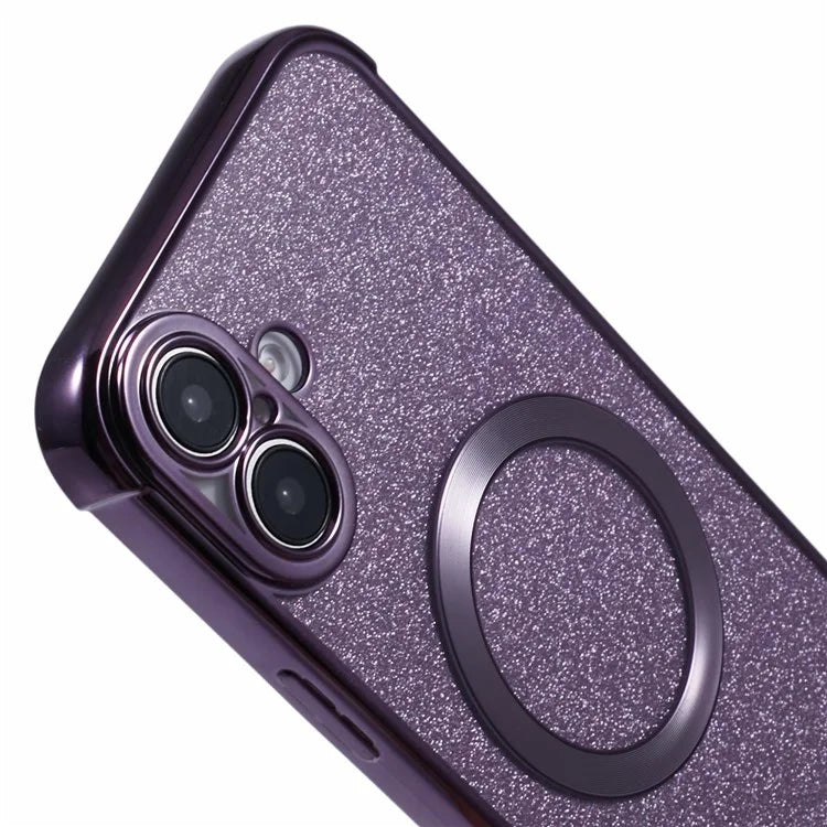 For iPhone 16 Plus Case Electroplating Glitter TPU Clear Phone Cover Compatible with MagSafe