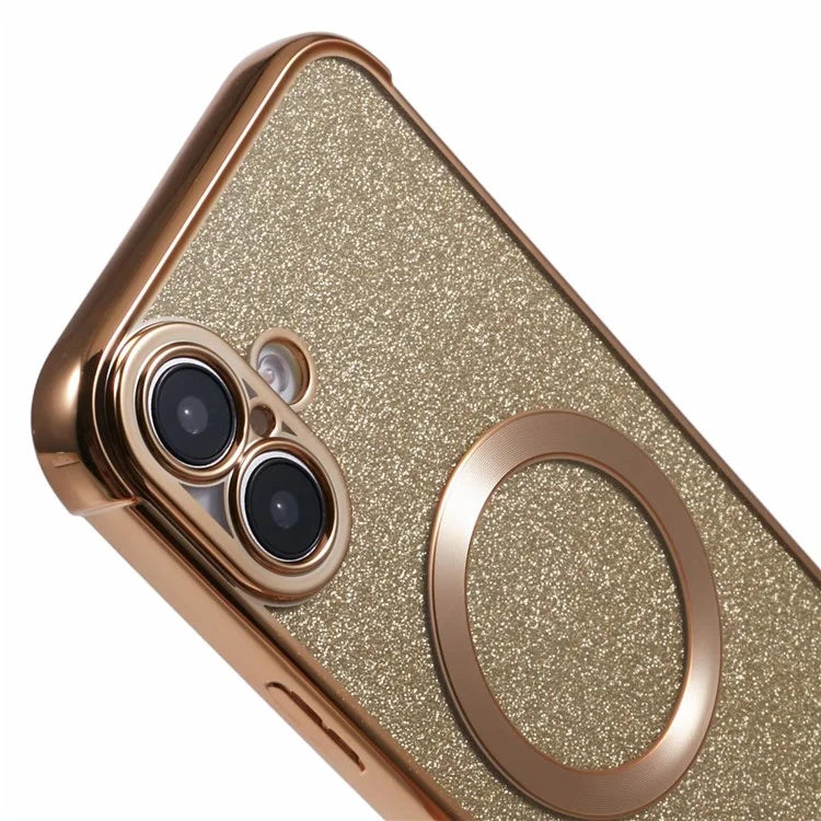 For iPhone 16 Plus Case Electroplating Glitter TPU Clear Phone Cover Compatible with MagSafe