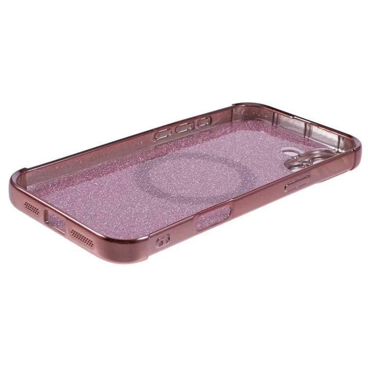 For iPhone 16 Plus Case Electroplating Glitter TPU Clear Phone Cover Compatible with MagSafe