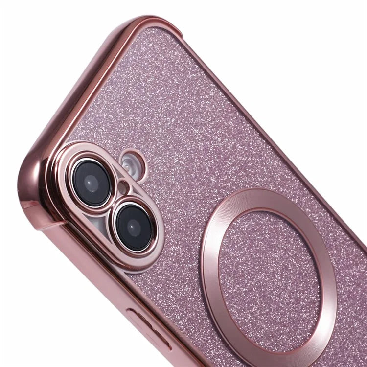 For iPhone 16 Plus Case Electroplating Glitter TPU Clear Phone Cover Compatible with MagSafe