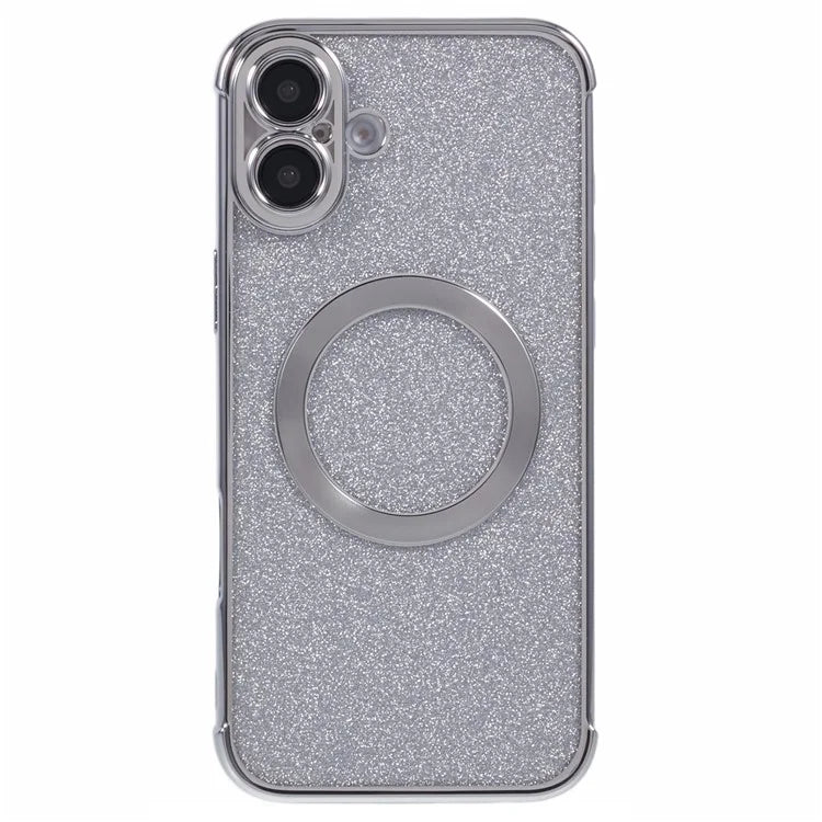 For iPhone 16 Case Electroplating Glitter TPU Clear Phone Cover Compatible with MagSafe