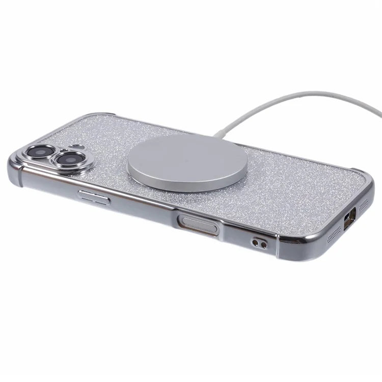 For iPhone 16 Case Electroplating Glitter TPU Clear Phone Cover Compatible with MagSafe