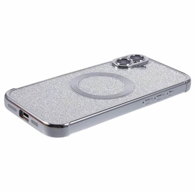 For iPhone 16 Case Electroplating Glitter TPU Clear Phone Cover Compatible with MagSafe