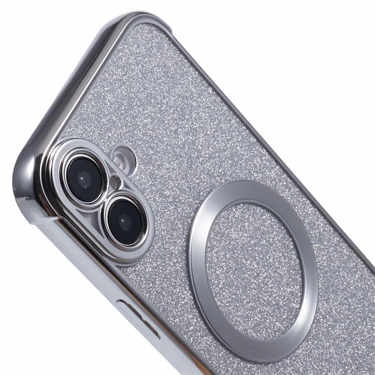 For iPhone 16 Case Electroplating Glitter TPU Clear Phone Cover Compatible with MagSafe
